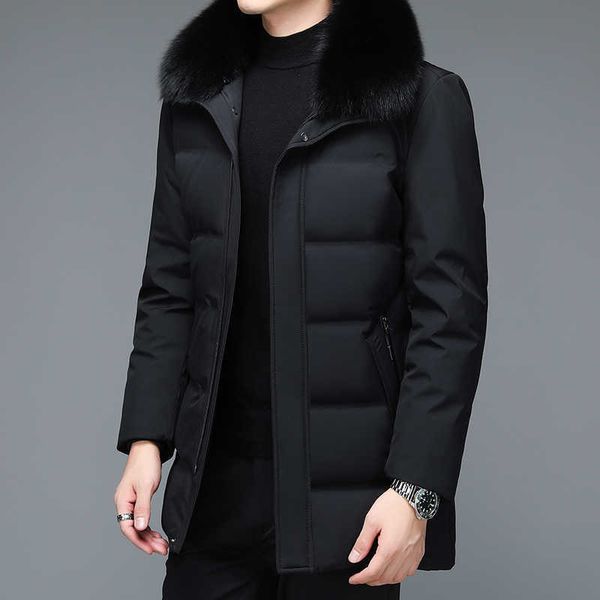 winter new style men down jacket fur collar thickened warm medium long casual lapel business coat, Black
winter new style men down jacket fur collar thickened warm medium long casual lapel business coat, Black