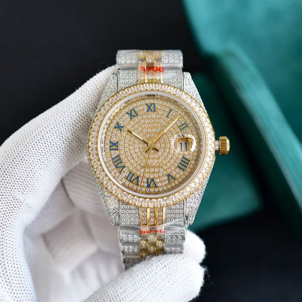 diamond watch mens watches 41mm automatic mechanical wristwatch 2824 movement sapphire crystal steel strap shining diamonds set wristwatches, Slivery;brown
diamond watch mens watches 41mm automatic mechanical wristwatch 2824 movement sapphire crystal steel strap shining diamonds set wristwatches, Slivery;brown