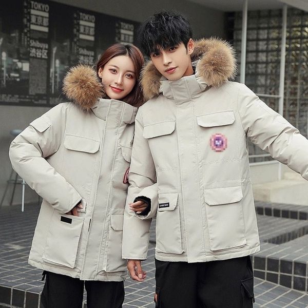 2022 new canadian couples down jacket hooded fur collar thickening warm pike jacket, Black
2022 new canadian couples down jacket hooded fur collar thickening warm pike jacket, Black
