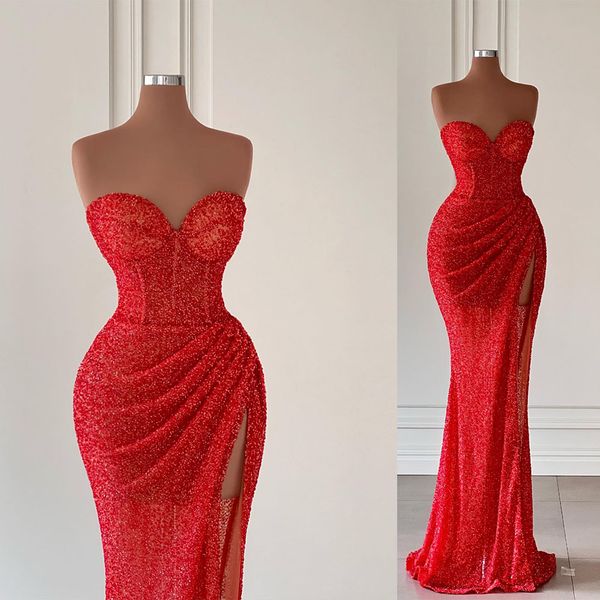 red prom dresses strapless sleeveless sweetheart appliques sequins beaded evening dresses lace floor length side slit evening dresses gowns, Black
red prom dresses strapless sleeveless sweetheart appliques sequins beaded evening dresses lace floor length side slit evening dresses gowns, Black