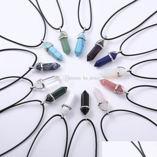 pendant necklaces 30 colors leather chains real gem pendant pink purple crystal reiki point chakra natural stone necklace women jewe dh6g5, Silver
pendant necklaces 30 colors leather chains real gem pendant pink purple crystal reiki point chakra natural stone necklace women jewe dh6g5, Silver