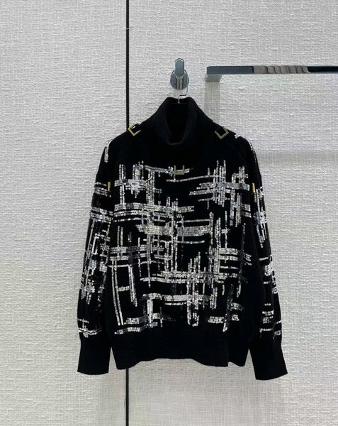 brand same style women's sweaters 2023 new spring turtle neck long sleeve sequins high end jacquard pullovers designer sweater 1112-9, White;black
brand same style women's sweaters 2023 new spring turtle neck long sleeve sequins high end jacquard pullovers designer sweater 1112-9, White;black