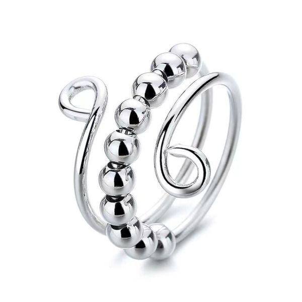 anti anxiety rings with beads spinner fidget ring for women adjustable worry double layer relief ring, Silver
anti anxiety rings with beads spinner fidget ring for women adjustable worry double layer relief ring, Silver