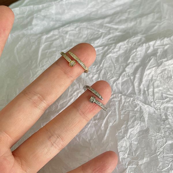 nail micro inlay selling personalized opening ring women's design sense small fashion new ins style jewelry, Silver