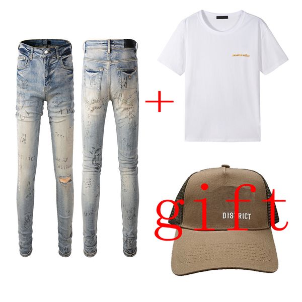 distressed jeans men women jeans designer jean slim denim straight biker skinny pants round neck short sleeve black white t shirt hip hop hi, Blue
distressed jeans men women jeans designer jean slim denim straight biker skinny pants round neck short sleeve black white t shirt hip hop hi, Blue