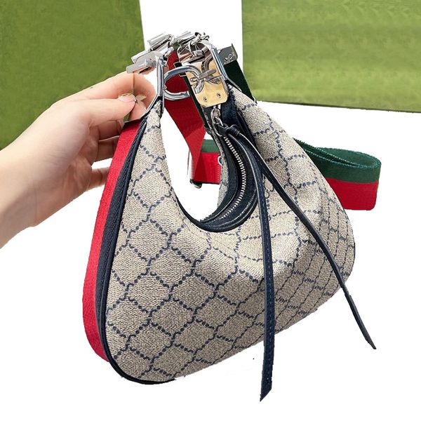 designer women attache hobo underarm bag italy brand half moon cowhide leather crossbody handbags lady canvas printed shoulder handbag luxur