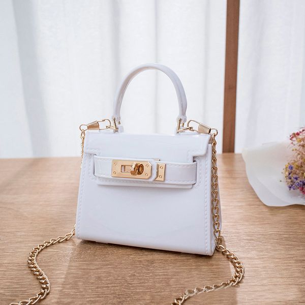 Fashion Children Backpacks Candy Colour Handbag Satchel Mini Purse Jelly Shoulder Bag Crossbody Purse with Handle Chain Strap Small