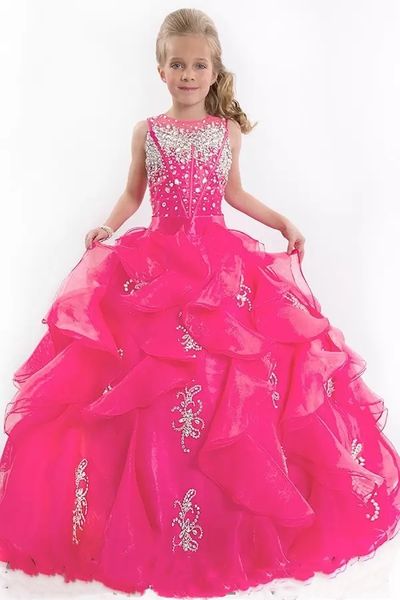 2023 cute glitz little girl' pageant dresses children princess shiny heavy beaded kids flower girl dress fuchsia kids prom party gowns, White;red 
2023 cute glitz little girl' pageant dresses children princess shiny heavy beaded kids flower girl dress fuchsia kids prom party gowns, White;red