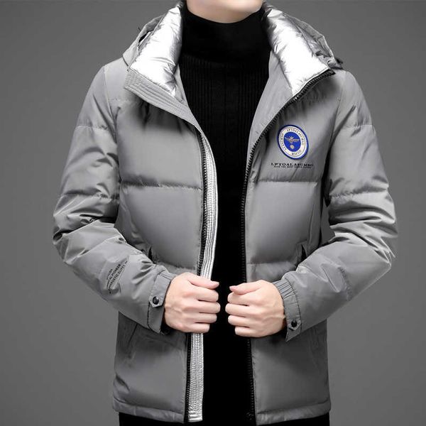 winter new style men's hooded warm and cold proof young and middle-aged down jacket, Black