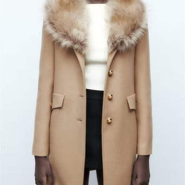 womens wool blends traf est women winter solid jacket big fur collar single breasted long sleeve coat outwear warm basic female fashion over, Black
womens wool blends traf est women winter solid jacket big fur collar single breasted long sleeve coat outwear warm basic female fashion over, Black