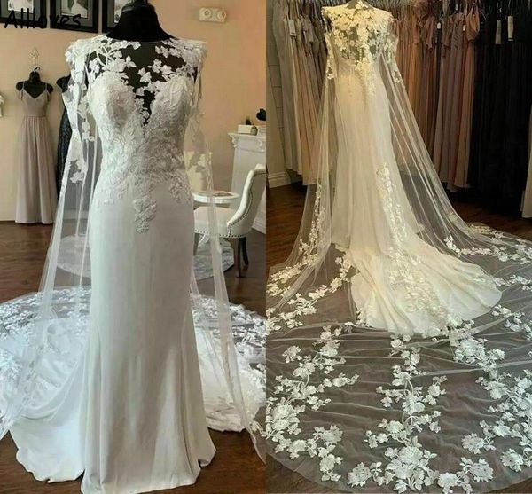 2023 gorgeous mermaid wedding dresses bridal gown lace applique with cape covered buttons custom made beach country plus size vestido de nov, White
2023 gorgeous mermaid wedding dresses bridal gown lace applique with cape covered buttons custom made beach country plus size vestido de nov, White