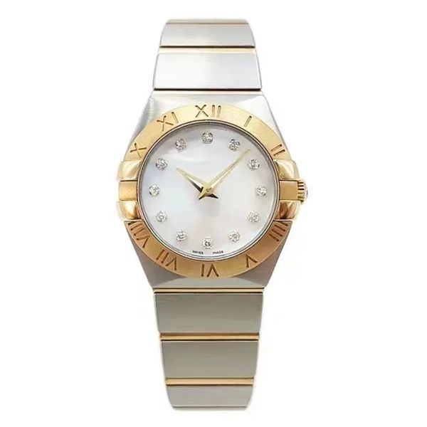 stylish women's quartz watch 28mm dial luxury frizzy literal waterproof sapphire glass between gold stainless steel electronic watch, Slivery;brown
stylish women's quartz watch 28mm dial luxury frizzy literal waterproof sapphire glass between gold stainless steel electronic watch, Slivery;brown