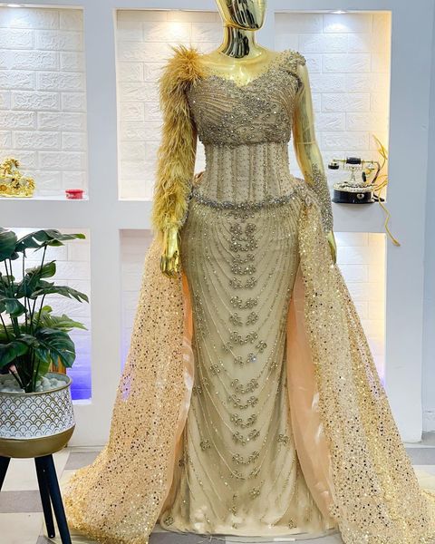 2022 arabic aso ebi gold mermaid prom dresses feather beaded crystals evening formal party second reception birthday engagement gowns dress, Black
2022 arabic aso ebi gold mermaid prom dresses feather beaded crystals evening formal party second reception birthday engagement gowns dress, Black