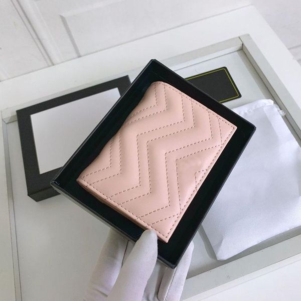 

Luxury Designer pink Wallet Case topbags Fashion Women Coin Purse Pouch Quilted Leather Woman Mini Short Wallets Main Credit Card Holder Clutch Female Pocket Purses, Black/with box