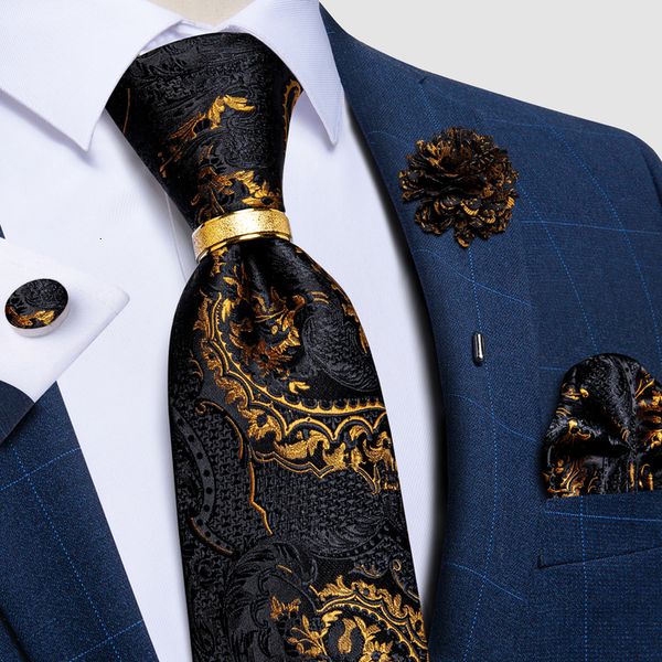 Neck Ties Designer Men's Luxury Gold Black Paisley Silk Pocket Square Brooch Business Wedding Gfit For Men DiBanGu 221110
Neck Ties Designer Men's Luxury Gold Black Paisley Silk Pocket Square Brooch Business Wedding Gfit For Men DiBanGu 221110