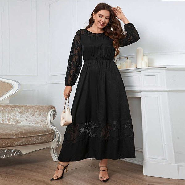 slightly fat knee length lace dress shows thin autumn long sleeve temperament, Black;gray
slightly fat knee length lace dress shows thin autumn long sleeve temperament, Black;gray