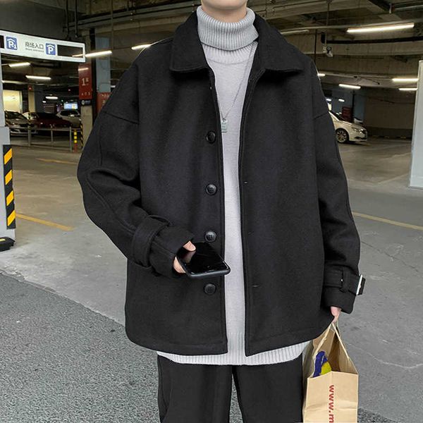 thick woolen coat autumn winter new student loose korean jacket men's handsome short tweed coat, Black;brown
thick woolen coat autumn winter new student loose korean jacket men's handsome short tweed coat, Black;brown