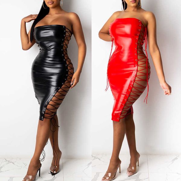 women's leather tight breast wrapped dress corns strap skir tjeans for ladies, Black;gray
women's leather tight breast wrapped dress corns strap skir tjeans for ladies, Black;gray