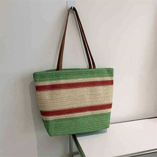 beach style portable straw woven bag 2022 new fashion women's color contrast large capacity one shoulder tote bag handbags
beach style portable straw woven bag 2022 new fashion women's color contrast large capacity one shoulder tote bag handbags