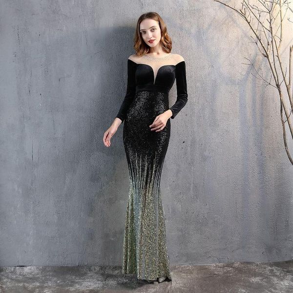 casual dresses 2022 elegant evening long dress sequins sleeve maxi party velet mermaid formal cocktail prom, Black;gray
casual dresses 2022 elegant evening long dress sequins sleeve maxi party velet mermaid formal cocktail prom, Black;gray