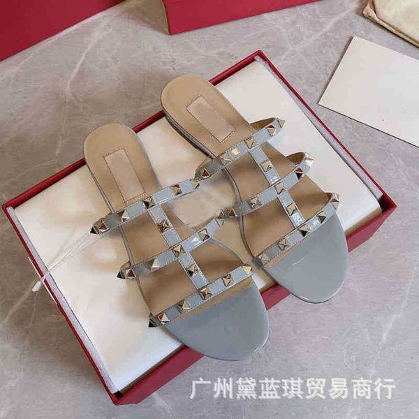 summer sandals cowhide rivet round head flat bottom three character horizontal belt slippers fashionable and v valentinoe''valenti, Black
summer sandals cowhide rivet round head flat bottom three character horizontal belt slippers fashionable and v valentinoe''valenti, Black