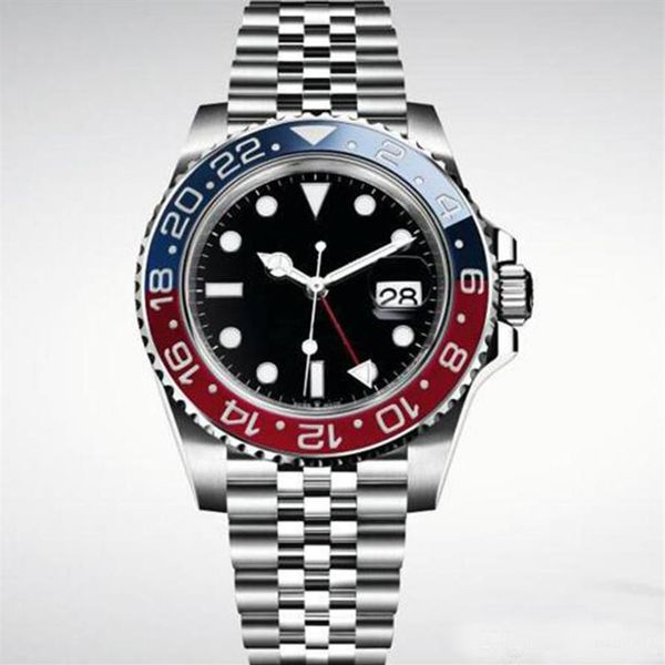mens watch automatic mechanical watches gmt stainless steel blue red ceramic sapphire glass 40mm men watches wrist watches340f, Slivery;brown