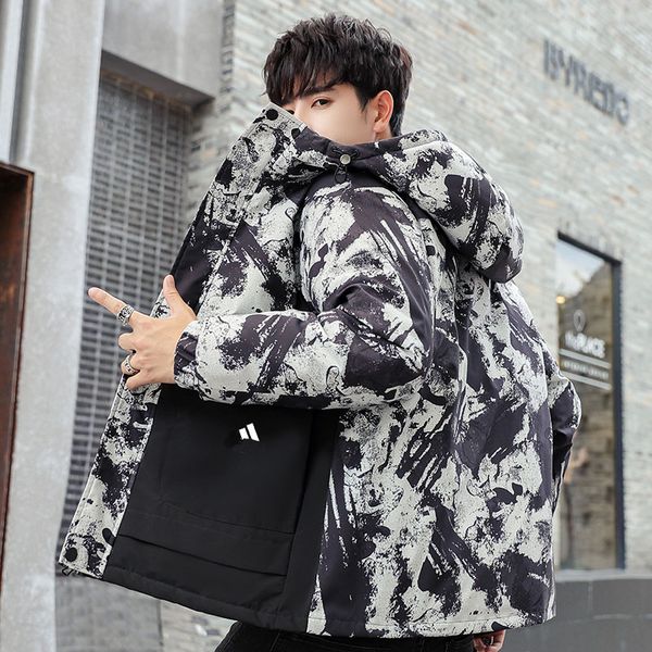 down jacket men's winter new thick warm white duck down camouflage fashion casual coat, Black
down jacket men's winter new thick warm white duck down camouflage fashion casual coat, Black