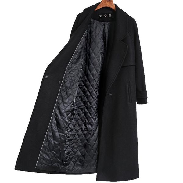 women's wool blends autumn winter casual blend trench coat oversize long with belt women cashmere outerwear 221114, Black
women's wool blends autumn winter casual blend trench coat oversize long with belt women cashmere outerwear 221114, Black