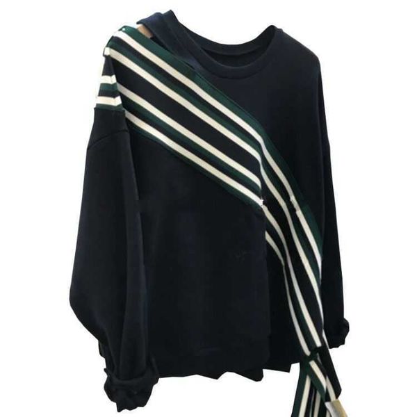women's hoodies sweatshirts south korea 2022 autumn new hollow off shoulder stripe splice pullover, Black
women's hoodies sweatshirts south korea 2022 autumn new hollow off shoulder stripe splice pullover, Black