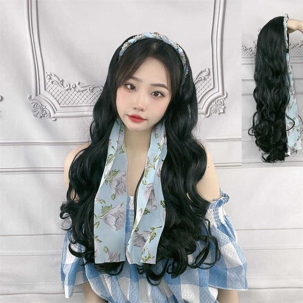 women's hair wigs lace synthetic summer women's floral strap hairband integrated long curly hair ita big wave wig headband, Black
women's hair wigs lace synthetic summer women's floral strap hairband integrated long curly hair ita big wave wig headband, Black