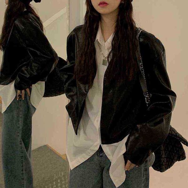 cropped leather jacket women korean black y2k streetwear leather moto jacket 2021 autumn chic loose casual highstreet short jacket j220727
cropped leather jacket women korean black y2k streetwear leather moto jacket 2021 autumn chic loose casual highstreet short jacket j220727
