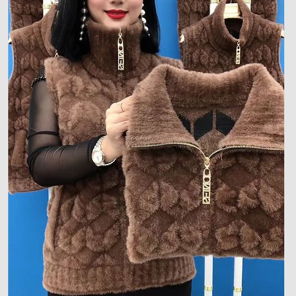 women's vests short mink velvet vest women autumn winter warm mother chic knitted cardigan jacket zipper elasticity female waistcoat 2, Black;white
women's vests short mink velvet vest women autumn winter warm mother chic knitted cardigan jacket zipper elasticity female waistcoat 2, Black;white