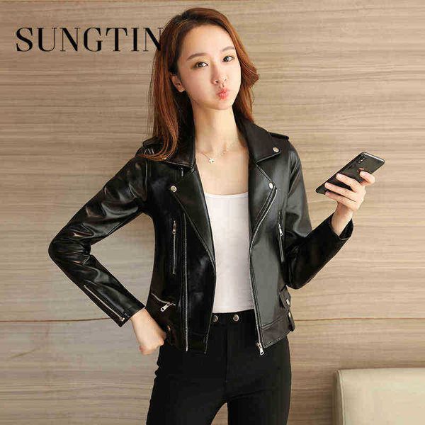 sungtin new design classic womens cropped faux leather jacket autumn winter slim jackets long sleeves female moto outerwear j220727, Black
sungtin new design classic womens cropped faux leather jacket autumn winter slim jackets long sleeves female moto outerwear j220727, Black