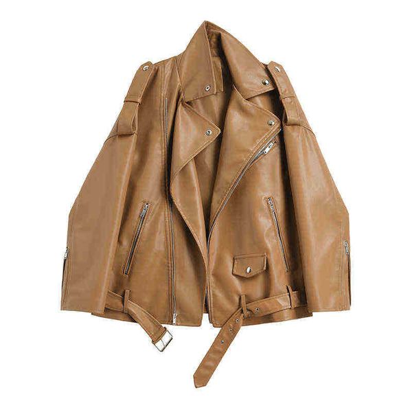 streetwear loose coffee color faux pu leather jacket with belt women motorcycle biker jackets spring autumn casual female j220727, Black
streetwear loose coffee color faux pu leather jacket with belt women motorcycle biker jackets spring autumn casual female j220727, Black