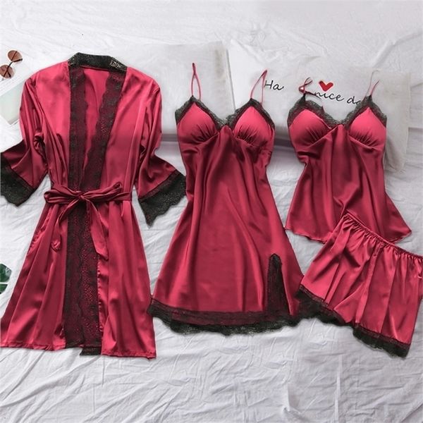 women's sleepwear pyjamas full slip lace white silk pajamas set women 4pcs chemise bride wedding robe nightgown sleepwear kimono bathro, Black;red
women's sleepwear pyjamas full slip lace white silk pajamas set women 4pcs chemise bride wedding robe nightgown sleepwear kimono bathro, Black;red