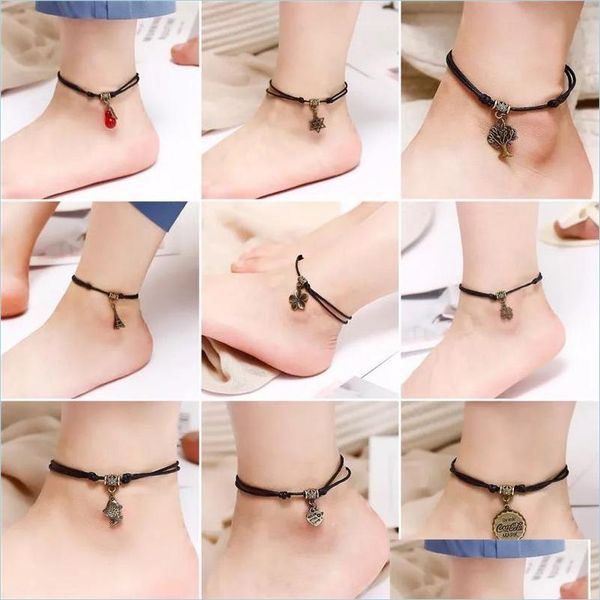 anklets 50pcs/lot vintage star heart love anklets for women men ankle bracelets on foot fashion handmade wax rope chain friendship j dhv8j, Red;blue
anklets 50pcs/lot vintage star heart love anklets for women men ankle bracelets on foot fashion handmade wax rope chain friendship j dhv8j, Red;blue