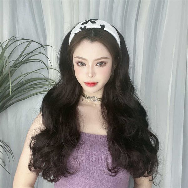 women's hair wigs lace synthetic women's natural big wave long curly piece u-shaped half head cover hair band wig, Black
women's hair wigs lace synthetic women's natural big wave long curly piece u-shaped half head cover hair band wig, Black