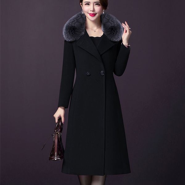 women's wool blends high-quality fashion woolen coat autumn winter medium-length korean style casual outerwear jk286 221114, Black
women's wool blends high-quality fashion woolen coat autumn winter medium-length korean style casual outerwear jk286 221114, Black