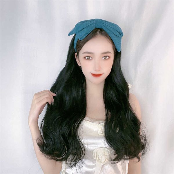 women's hair wigs lace synthetic s slacker's hairband integrated seaml long curly hair net red band big wave wig, Black
women's hair wigs lace synthetic s slacker's hairband integrated seaml long curly hair net red band big wave wig, Black