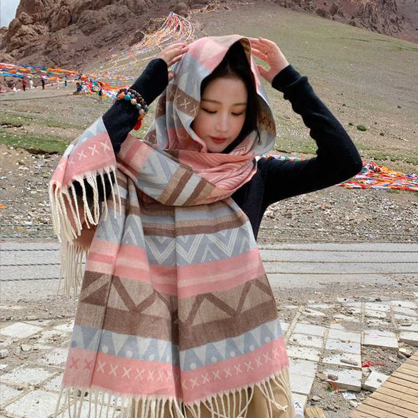 2022 korean autumn and winter scarf womens imitation cashmere stripe dualpurpose shawl fashionable and versatile winter warm scarf, Blue;gray
2022 korean autumn and winter scarf womens imitation cashmere stripe dualpurpose shawl fashionable and versatile winter warm scarf, Blue;gray
