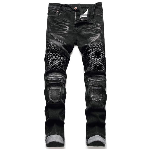 men's jeans coated straight pleated biker jeans male motorcycle denim pants vaqueros hombre plus size, Blue
men's jeans coated straight pleated biker jeans male motorcycle denim pants vaqueros hombre plus size, Blue