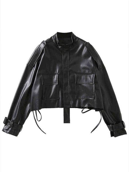 ftlzz spring autumn new black faux soft leather short jacket fashion zoom drawstring loose pu leather jacket female chic outfit j220727
ftlzz spring autumn new black faux soft leather short jacket fashion zoom drawstring loose pu leather jacket female chic outfit j220727