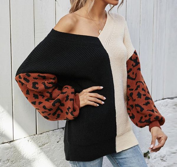 new women knitted sweaters fashion v neck long sleeve loose pullovers casual knitwear elegant leopard contrast top, White;black
new women knitted sweaters fashion v neck long sleeve loose pullovers casual knitwear elegant leopard contrast top, White;black