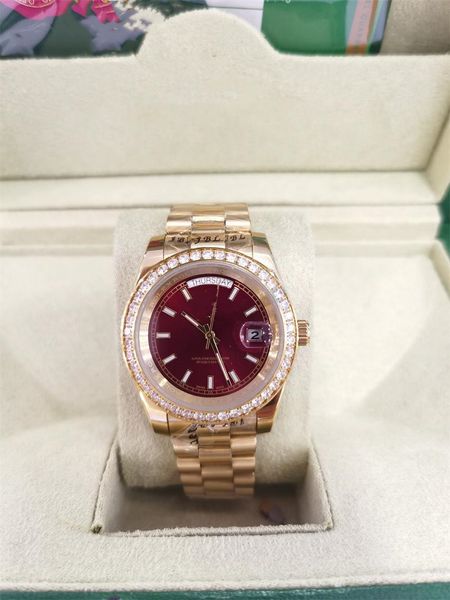 original box certificate 18k gold president daydate diamonds watch men stainless diamond bezel automatic wristwatch male watches 2023, Slivery;brown