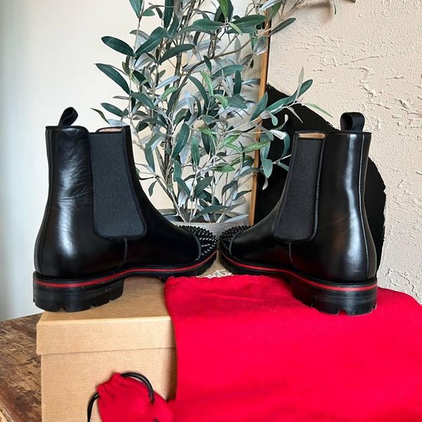 boots chelsea black rivet punk square toe slip-on handmade low-heeled men business shoes 221114
boots chelsea black rivet punk square toe slip-on handmade low-heeled men business shoes 221114