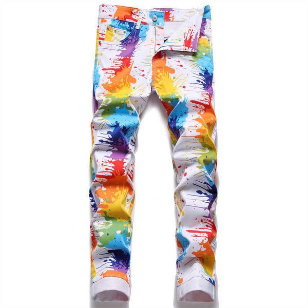 men's jeans men fancy color painted jeans trendy digital printed stretch denim pants fashion y2k white slim straight trousers t221102, Blue
men's jeans men fancy color painted jeans trendy digital printed stretch denim pants fashion y2k white slim straight trousers t221102, Blue