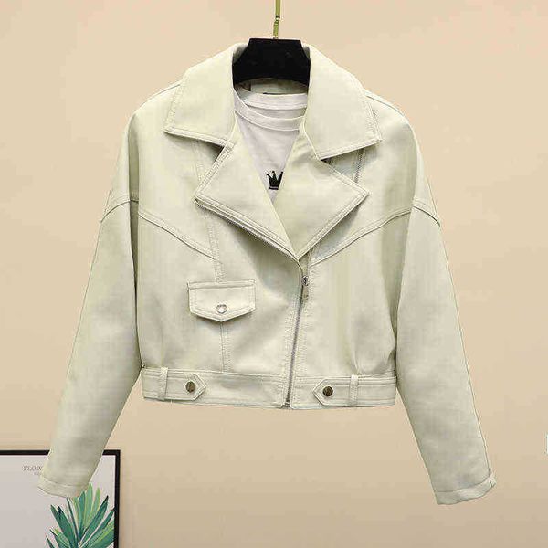 2022 new spring autumn pu leather short jacket women casual female loose streetwear jacket moto bike soft faux leather runaway j220727, Black
2022 new spring autumn pu leather short jacket women casual female loose streetwear jacket moto bike soft faux leather runaway j220727, Black