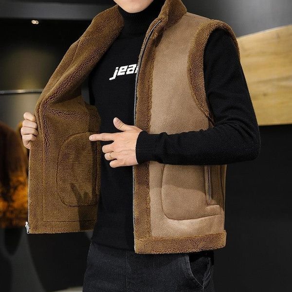 men's vests winter lamb wool coat warm vest men fashion casual thicken gilets male jacket can be worn on both sides sleeveless waistcoa, Black;white
men's vests winter lamb wool coat warm vest men fashion casual thicken gilets male jacket can be worn on both sides sleeveless waistcoa, Black;white