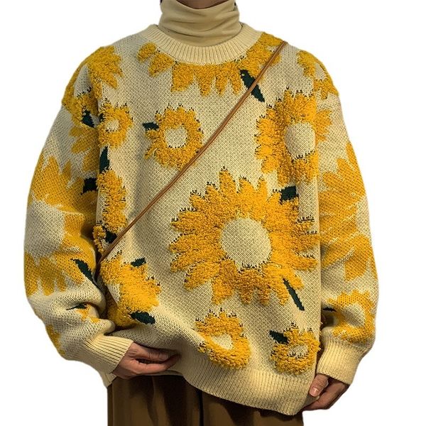 men's sweaters winter style versatile sunflower warm round neck pullover jacquard sweater couple long sleeve knitwear 221111, White;black
men's sweaters winter style versatile sunflower warm round neck pullover jacquard sweater couple long sleeve knitwear 221111, White;black