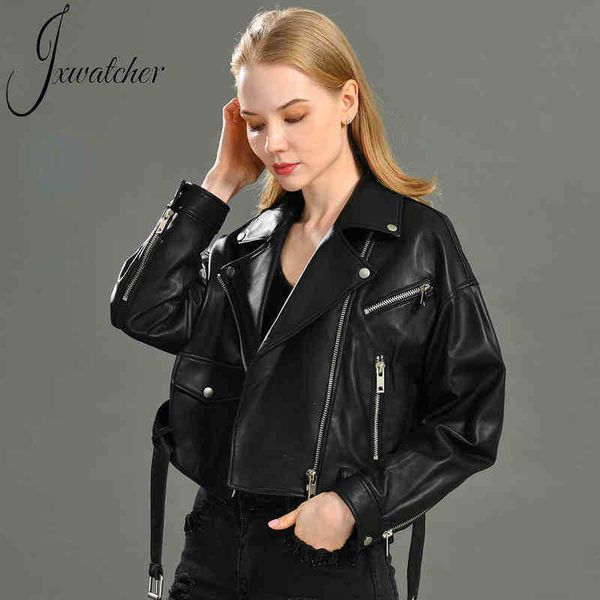 women genuine leather jacket autumn cool style short motorcycle jacket with belt genuine sheepskin classic jackets j220727, Black
women genuine leather jacket autumn cool style short motorcycle jacket with belt genuine sheepskin classic jackets j220727, Black